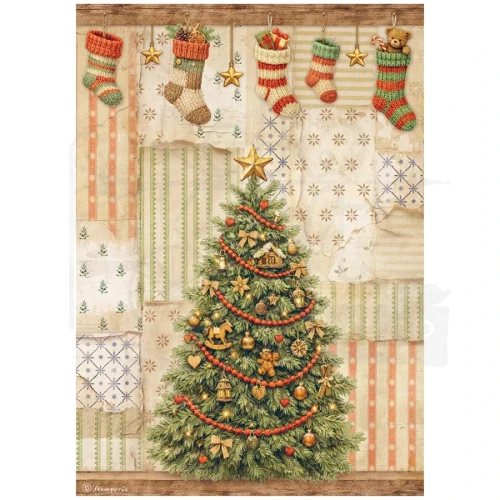 Papier ryżowy do decoupage A4 Silent Night Choinka DFSA41140 Stamperia