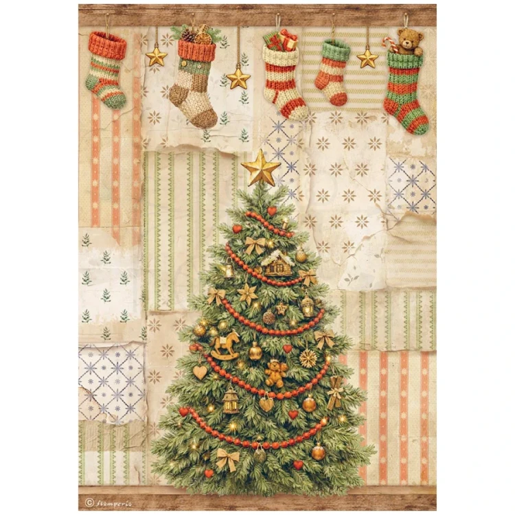 Papier ryżowy do decoupage A4 Silent Night Choinka DFSA41140 Stamperia