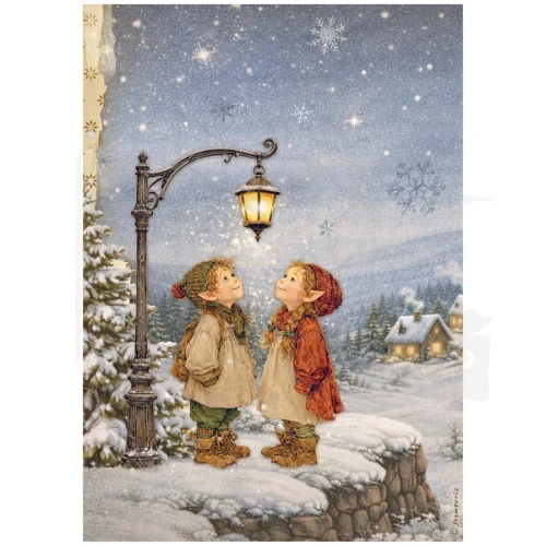 Papier ryżowy do decoupage A4 Silent Night Latarnia DFSA41138 Stamperia