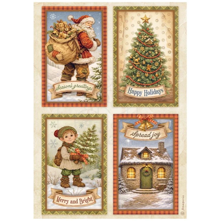 Papier ryżowy do decoupage A4 Silent Night 4 karty DFSA41137 Stamperia