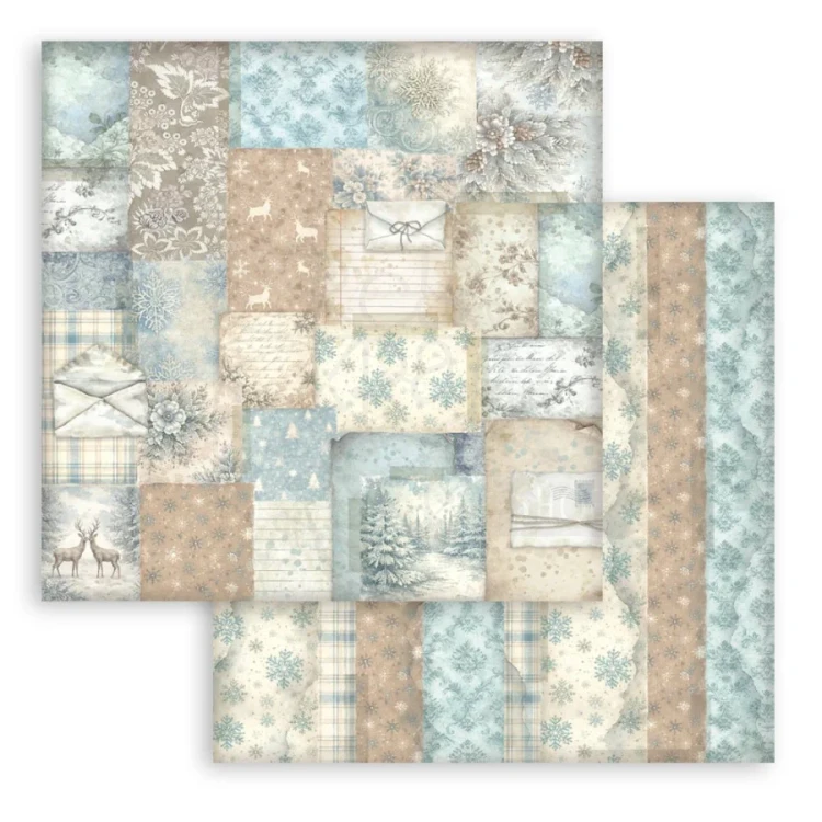 Zestaw papierów do scrapbookingu 20x20 White Christmas Tła 10 arkuszy SBBS147 Stamperia