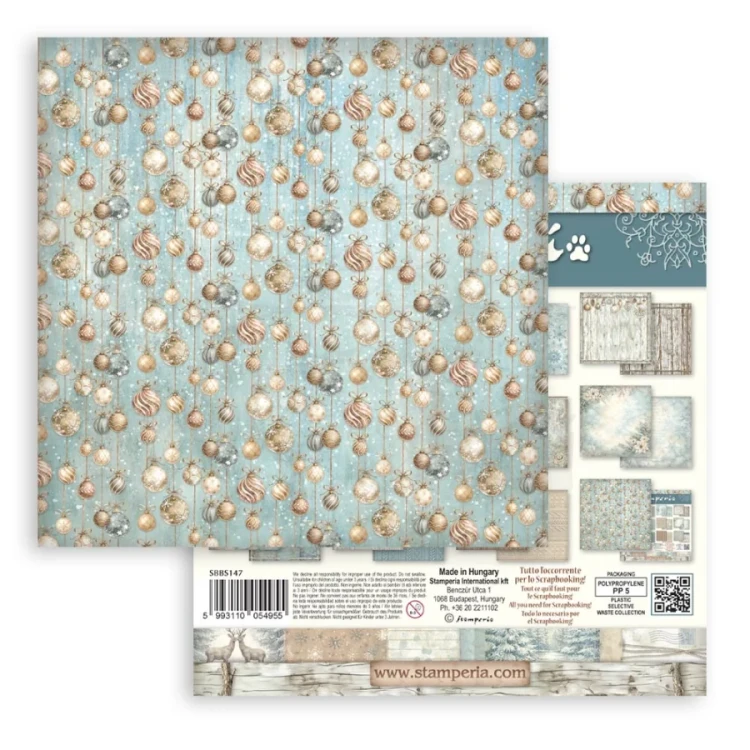 Zestaw papierów do scrapbookingu 20x20 White Christmas Tła 10 arkuszy SBBS147 Stamperia