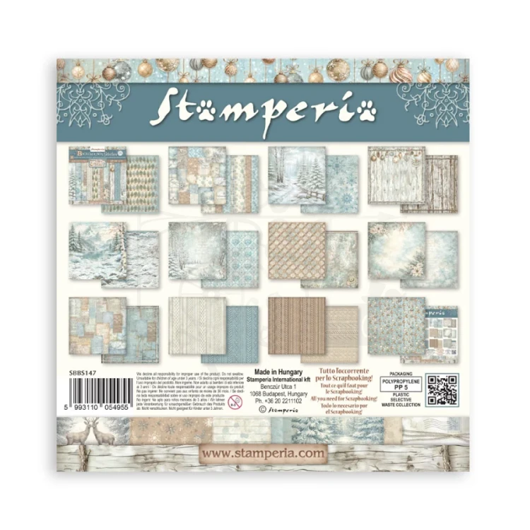 Zestaw papierów do scrapbookingu 20x20 White Christmas Tła 10 arkuszy SBBS147 Stamperia