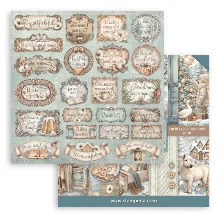 Zestaw papierów do scrapbookingu 20x20 White Christmas 10 arkuszy SBBS146 Stamperia