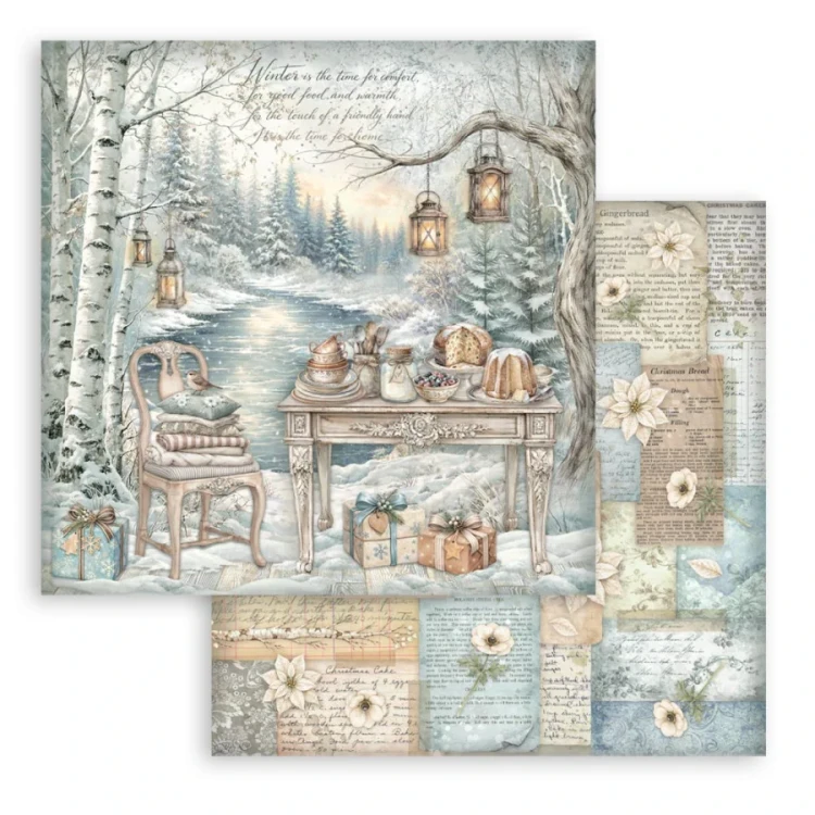 Zestaw papierów do scrapbookingu 20x20 White Christmas 10 arkuszy SBBS146 Stamperia