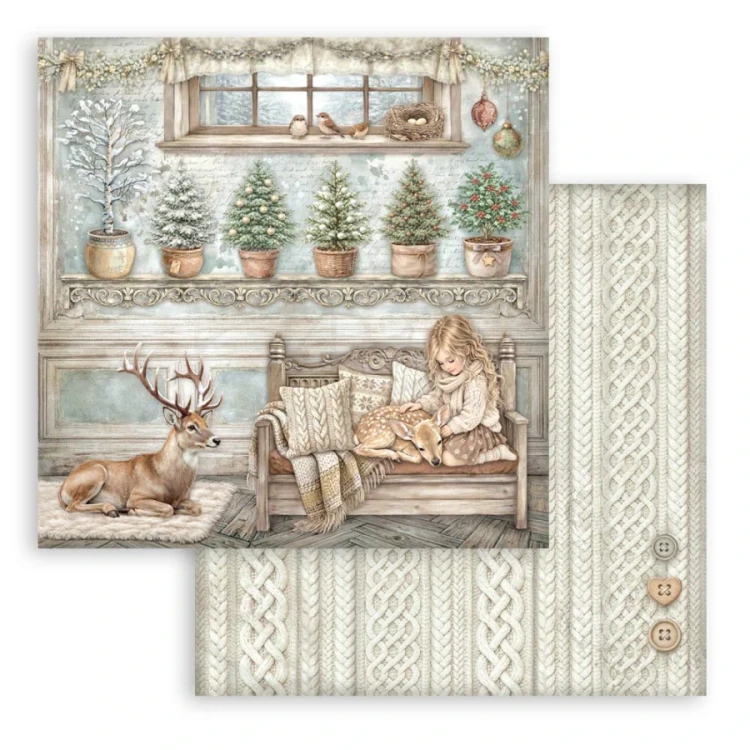 Zestaw papierów do scrapbookingu 20x20 White Christmas 10 arkuszy SBBS146 Stamperia