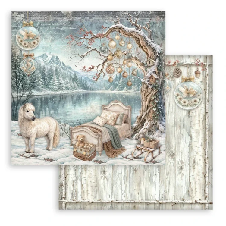 Zestaw papierów do scrapbookingu 20x20 White Christmas 10 arkuszy SBBS146 Stamperia