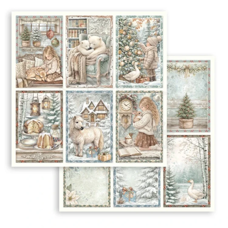Zestaw papierów do scrapbookingu 20x20 White Christmas 10 arkuszy SBBS146 Stamperia