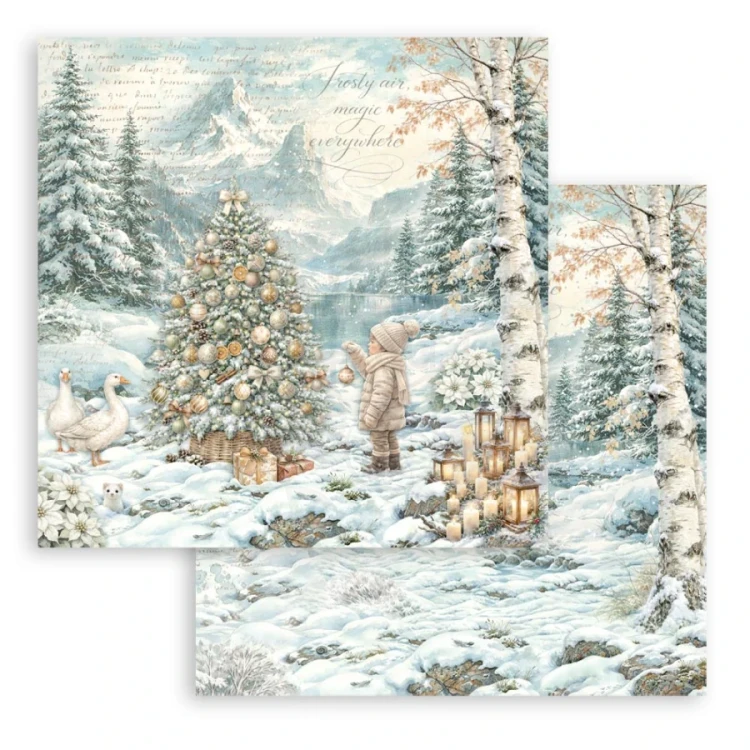 Zestaw papierów do scrapbookingu 20x20 White Christmas 10 arkuszy SBBS146 Stamperia