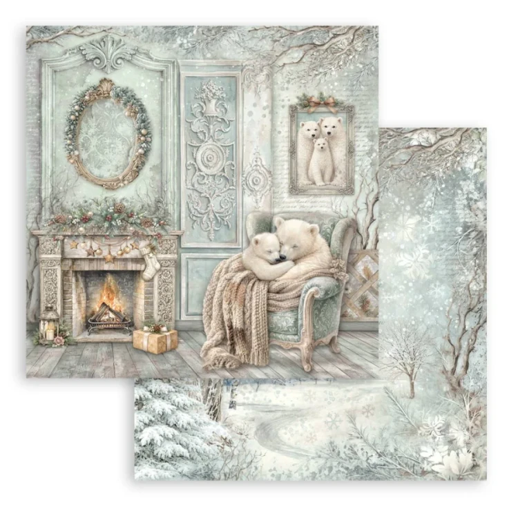 Zestaw papierów do scrapbookingu 20x20 White Christmas 10 arkuszy SBBS146 Stamperia