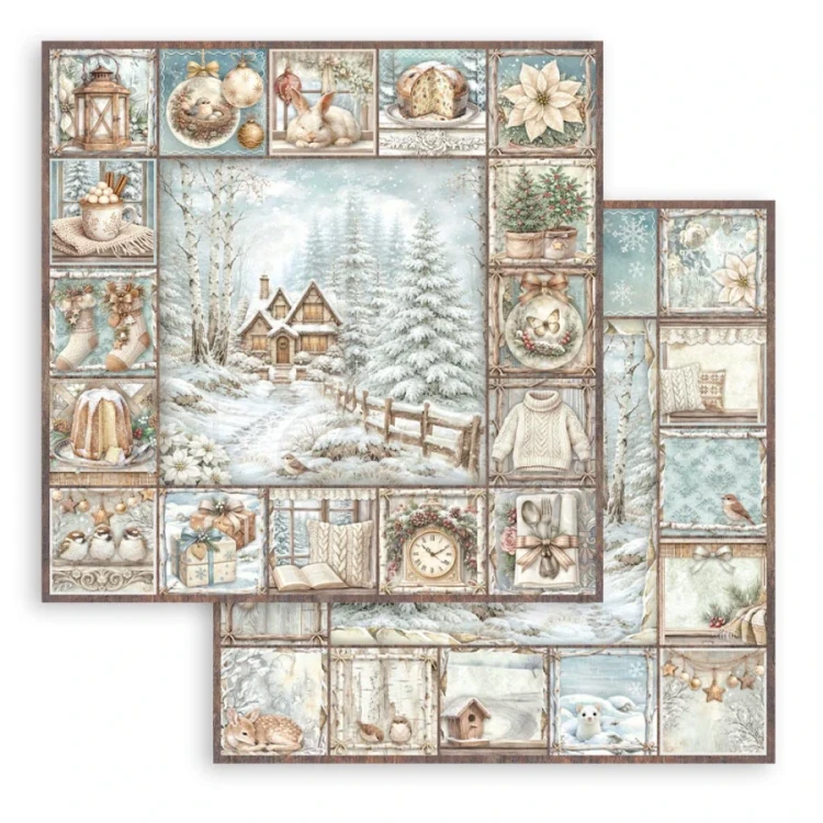 Zestaw papierów do scrapbookingu 20x20 White Christmas 10 arkuszy SBBS146 Stamperia