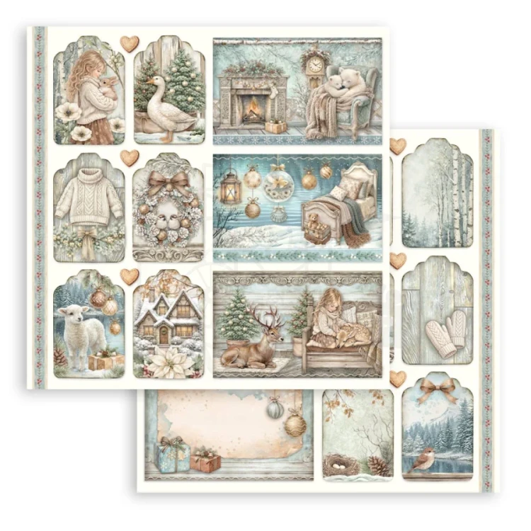 Zestaw papierów do scrapbookingu 20x20 White Christmas 10 arkuszy SBBS146 Stamperia