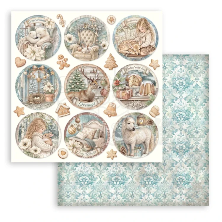 Zestaw papierów do scrapbookingu 20x20 White Christmas 10 arkuszy SBBS146 Stamperia