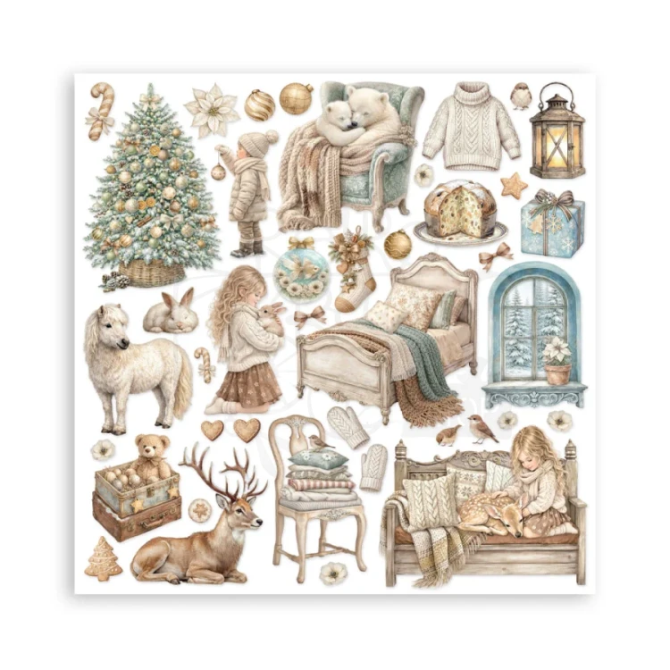 Zestaw papierów do scrapbookingu 20x20 White Christmas 10 arkuszy SBBS146 Stamperia