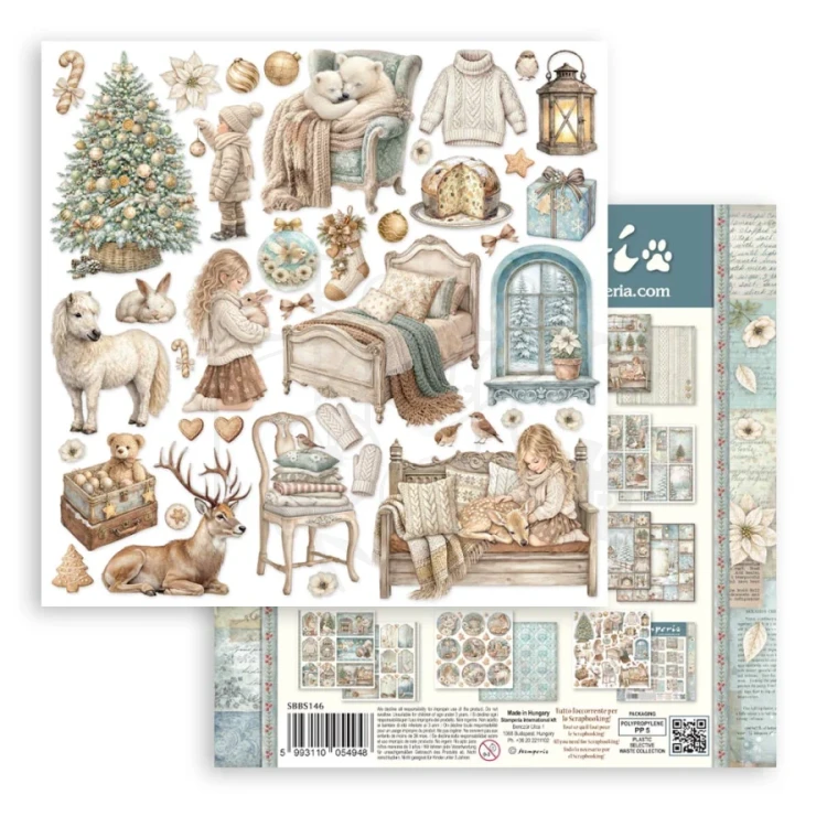 Zestaw papierów do scrapbookingu 20x20 White Christmas 10 arkuszy SBBS146 Stamperia