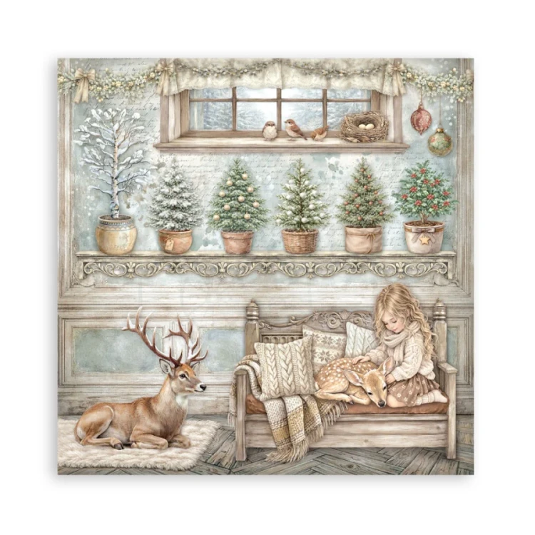 Zestaw papierów jednostronnych do scrapbookingu 20x20 White Christmas 22 arkusze SBBSXB27 Stamperia