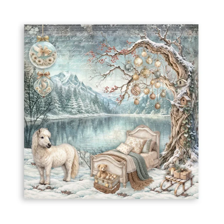Zestaw papierów jednostronnych do scrapbookingu 20x20 White Christmas 22 arkusze SBBSXB27 Stamperia