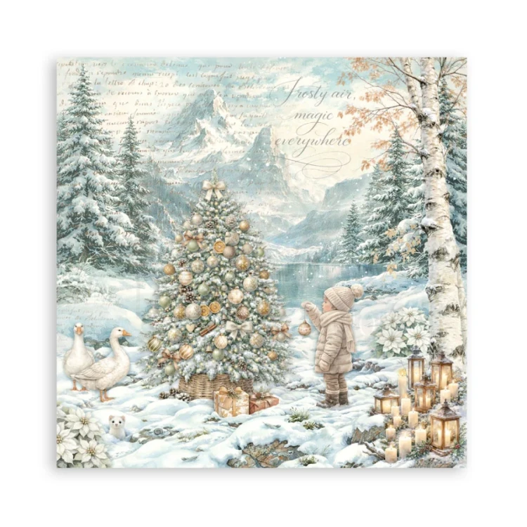 Zestaw papierów jednostronnych do scrapbookingu 20x20 White Christmas 22 arkusze SBBSXB27 Stamperia