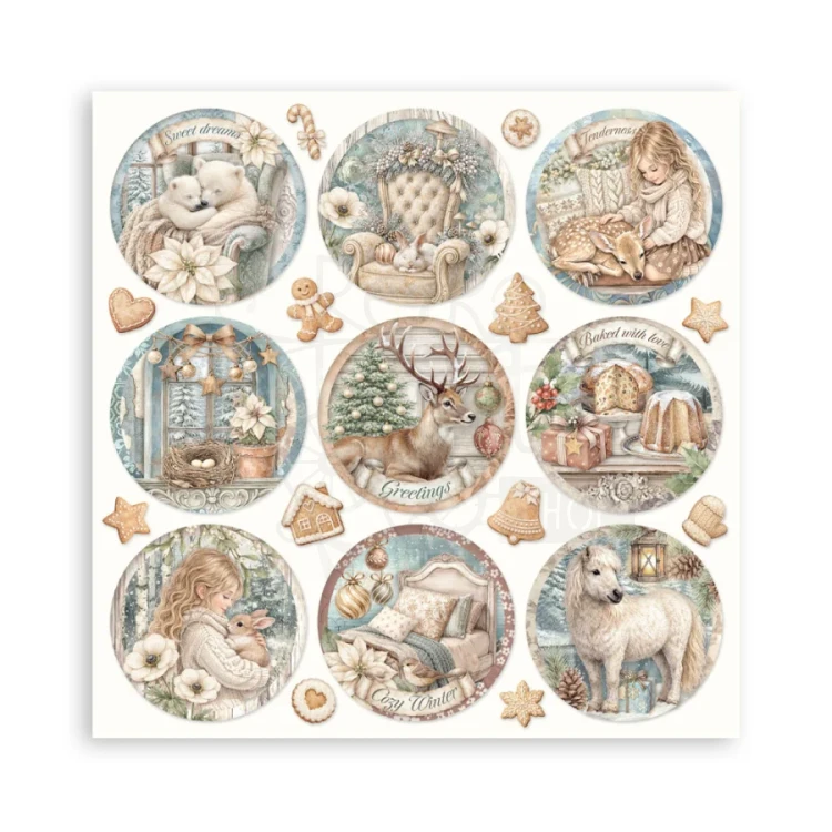 Zestaw papierów jednostronnych do scrapbookingu 20x20 White Christmas 22 arkusze SBBSXB27 Stamperia