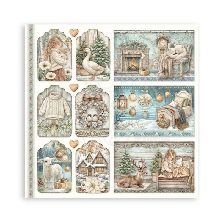 Zestaw papierów jednostronnych do scrapbookingu 20x20 White Christmas 22 arkusze SBBSXB27 Stamperia