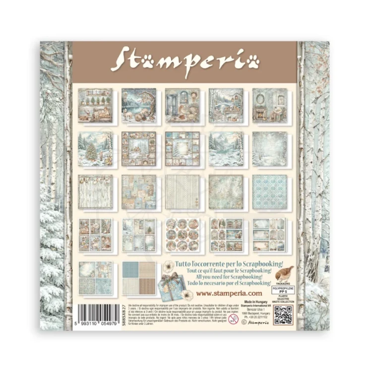 Zestaw papierów jednostronnych do scrapbookingu 20x20 White Christmas 22 arkusze SBBSXB27 Stamperia