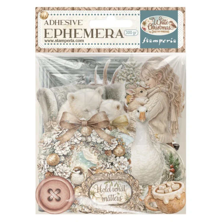 Ozdoby papierowe samoprzylepne Ephemera White Christmas 32 sztuki DFLCT89 Stamperia