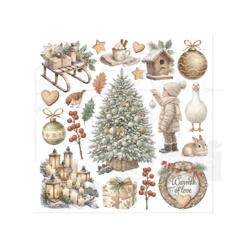 Rub-on transfer 15.5x15.15cm White Christmas 6 arkuszy DFLRBX21 Stamperia