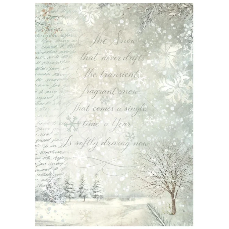 Papier ryżowy A6 White Christmas Tła 8 arkuszy DFSAK6059 Stamperia
