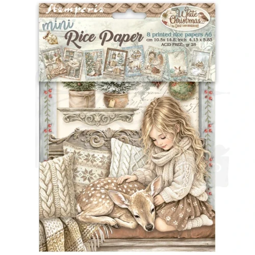 Papier ryżowy A6 White Christmas 8 arkuszy DFSA6X10 Stamperia