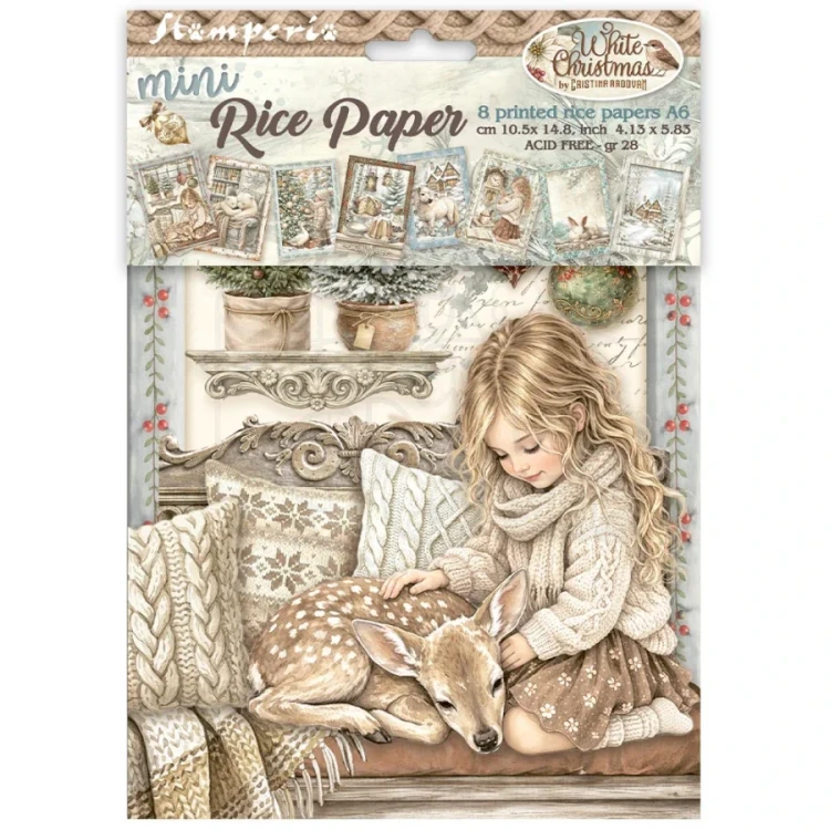 Papier ryżowy A6 White Christmas 8 arkuszy DFSA6X10 Stamperia