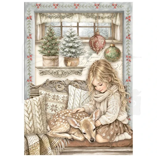 Papier ryżowy A6 White Christmas 8 arkuszy DFSA6X10 Stamperia