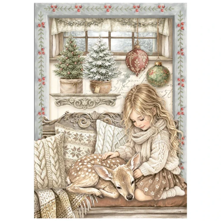 Papier ryżowy A6 White Christmas 8 arkuszy DFSA6X10 Stamperia