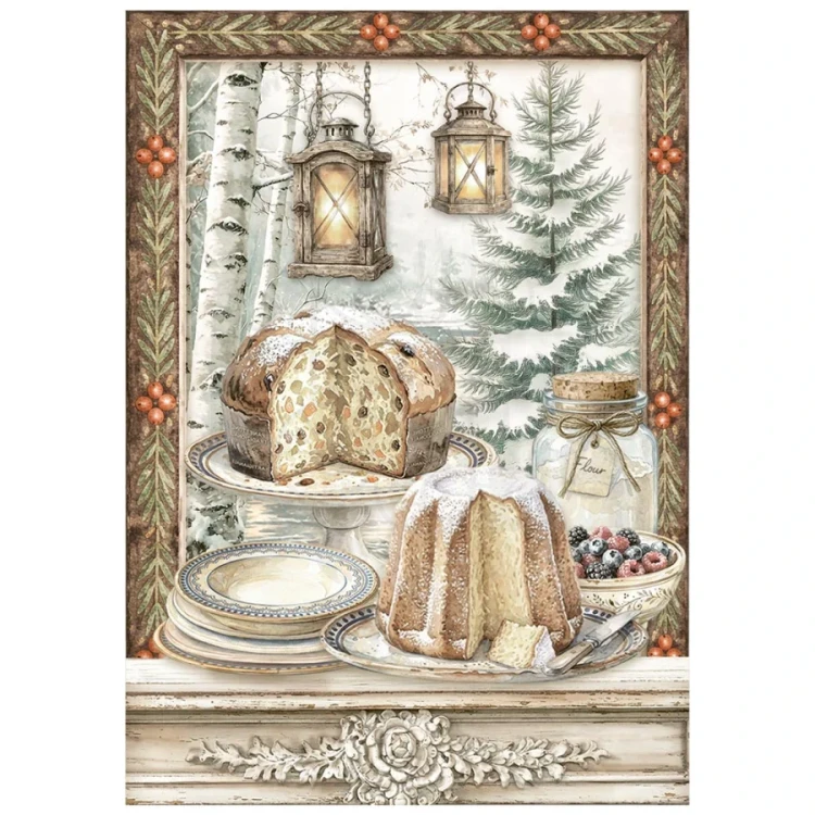 Papier ryżowy A6 White Christmas 8 arkuszy DFSA6X10 Stamperia