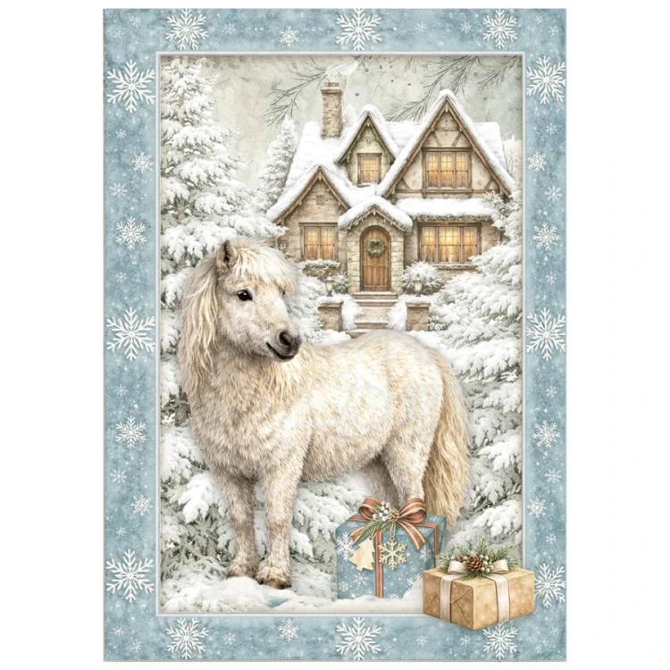 Papier ryżowy A6 White Christmas 8 arkuszy DFSA6X10 Stamperia