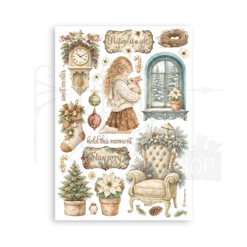 Papier washi A5 White Christmas SBW36 Stamperia