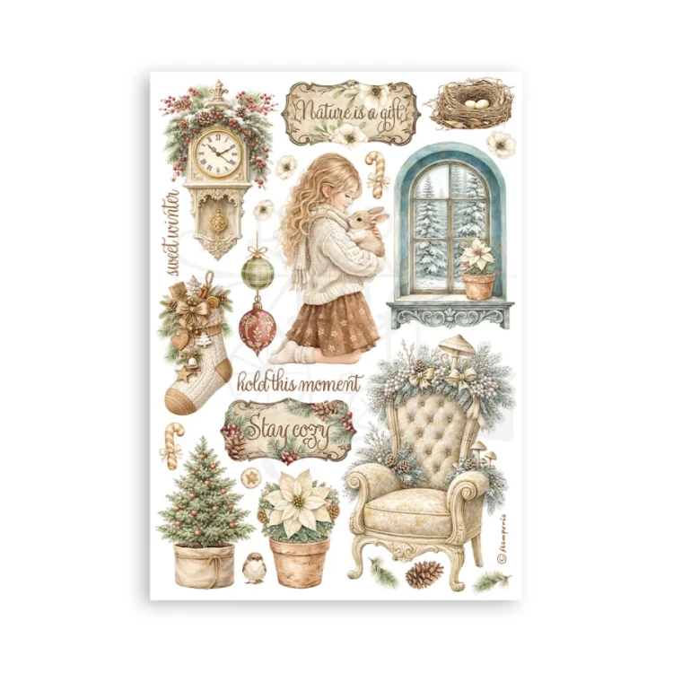 Papier washi A5 White Christmas SBW36 Stamperia