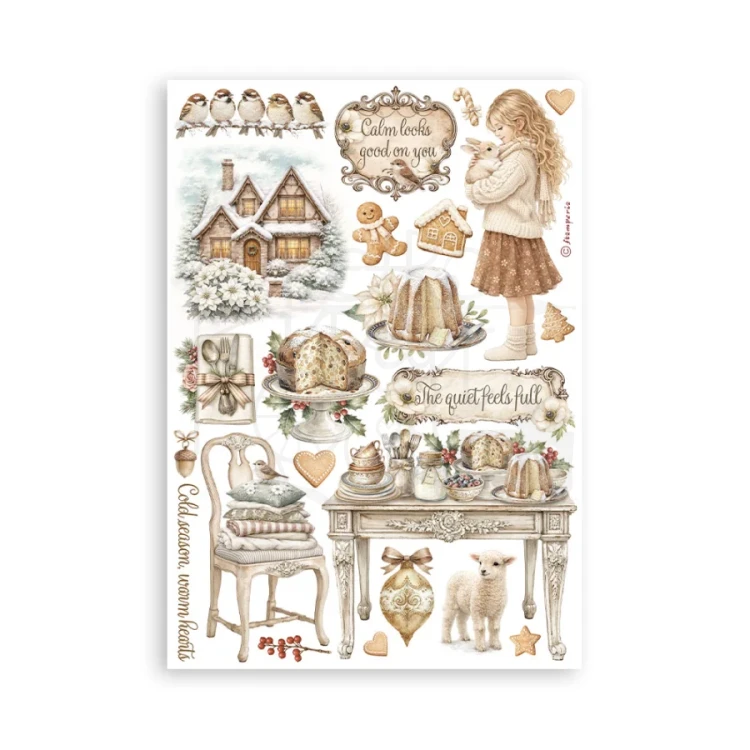 Papier washi A5 White Christmas SBW36 Stamperia