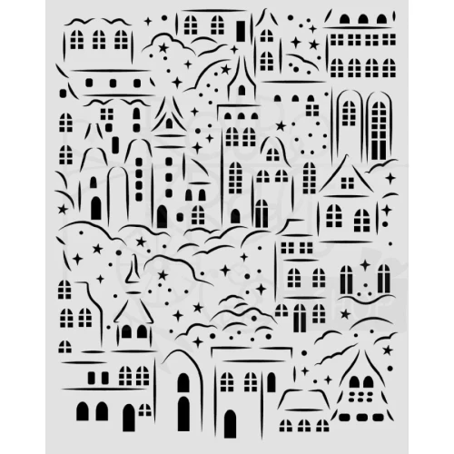 Szablon maska 20x25cm Świąteczna wioska KSTD217 Stamperia