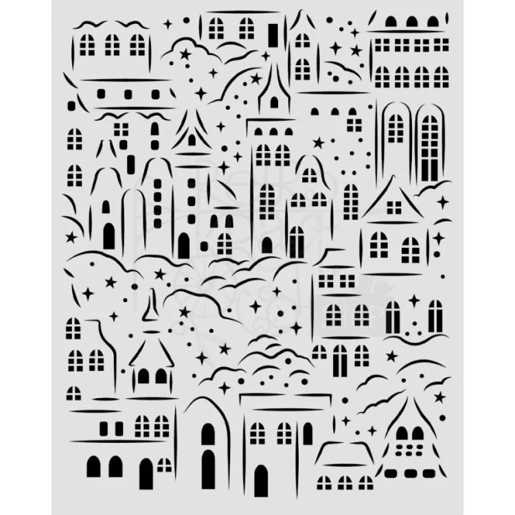 Szablon maska 20x25cm Świąteczna wioska KSTD217 Stamperia