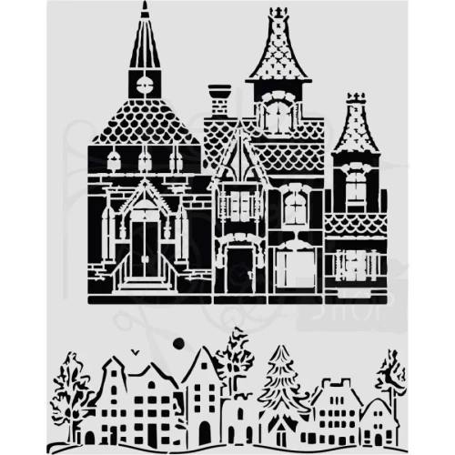 Szablon maska 20x25cm Świąteczny domek KSTD216 Stamperia