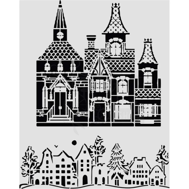 Szablon maska 20x25cm Świąteczny domek KSTD216 Stamperia