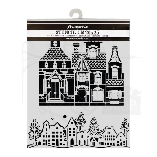 Szablon maska 20x25cm Świąteczny domek KSTD216 Stamperia