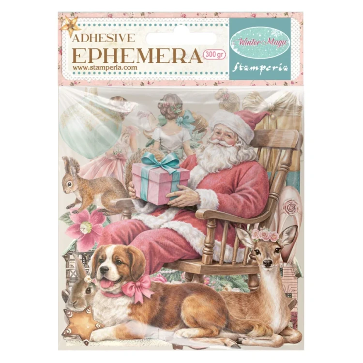 Ozdoby papierowe samoprzylepne Ephemera Winter Magic 42 sztuki DFLCT86 Stamperia