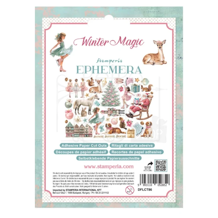 Ozdoby papierowe samoprzylepne Ephemera Winter Magic 42 sztuki DFLCT86 Stamperia