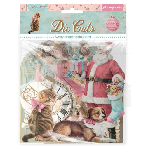 Ozdoby kształty tekturowe Die Cuts Winter Magic 40 sztuk DFLDC138 Stamperia