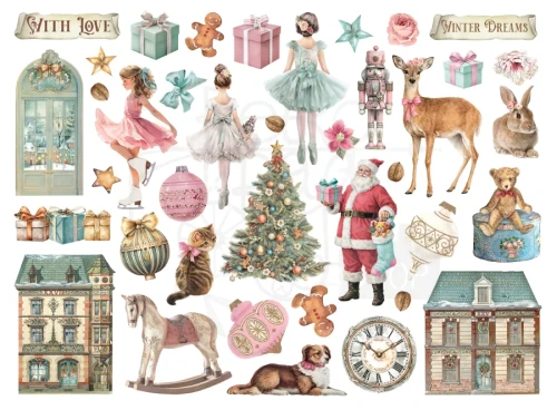 Ozdoby kształty tekturowe Die Cuts Winter Magic 40 sztuk DFLDC138 Stamperia