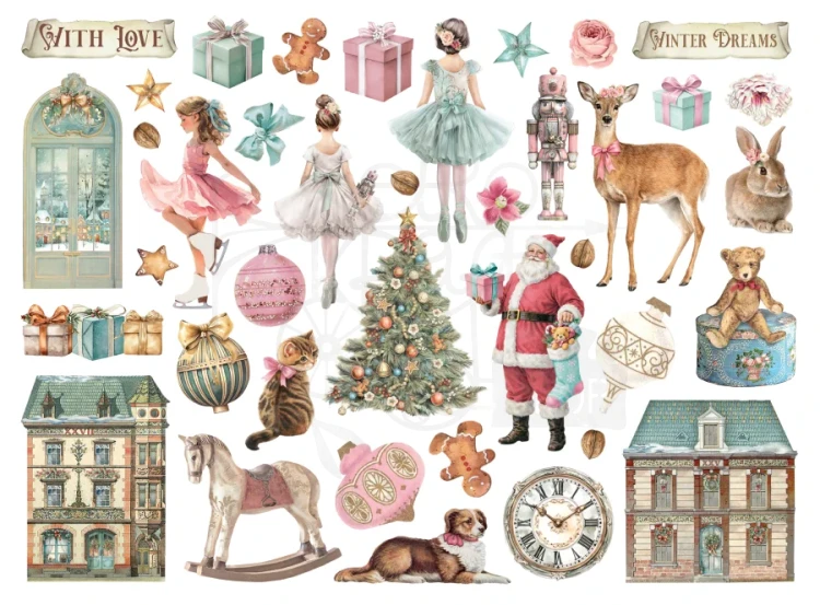 Ozdoby kształty tekturowe Die Cuts Winter Magic 40 sztuk DFLDC138 Stamperia