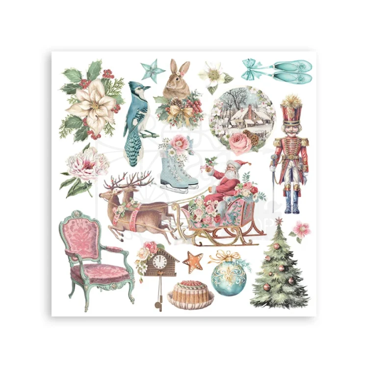 Rub-on transfer 15.5x15.15cm Winter Magic 6 arkuszy DFLRBX18 Stamperia