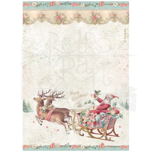 Papier ryżowy do decoupage A4 Winter Magic Mikołaj DFSA41134 Stamperia