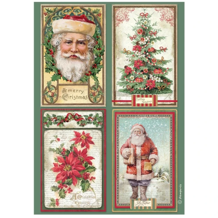 Papier ryżowy do decoupage A4 Classic Christmas 4 karty DFSA41132 Stamperia